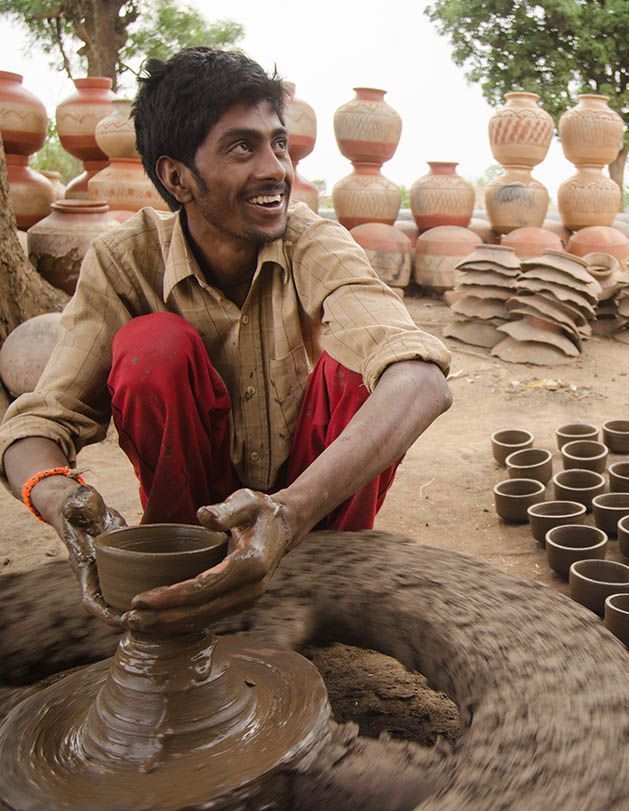 Potter at the wheel